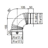 画像: リンナイ 【EFL-1090NJ 24-6406】 φ100KP90°エルボ  φ100KP部材 ガス給湯器部材 [⇔]