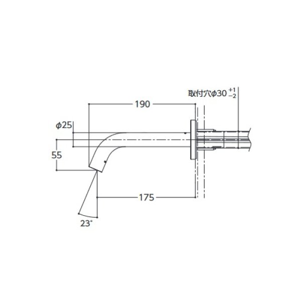 画像2: TOTO　TLE26SP1A　水栓金具 アクアオート(壁付自動水栓) コンテンポラリタイプ(壁付き) AC100Vタイプ 単水栓 [■] (2)