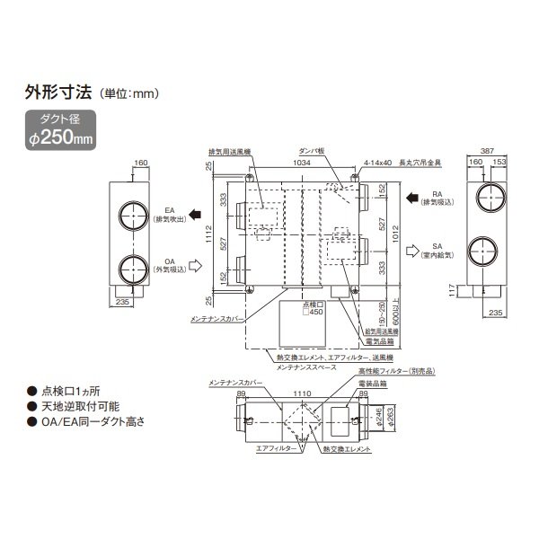 画像4: ダイキン　VAM800KS　換気扇 全熱交換器ユニット ベンティエール 天井埋込ダクト形 標準 単相100V [♪■] (4)