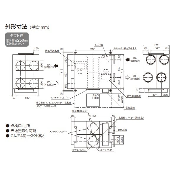 画像4: ダイキン　VAM2000K　換気扇 全熱交換器ユニット ベンティエール 天井埋込ダクト形 標準 単相200V [♪■] (4)