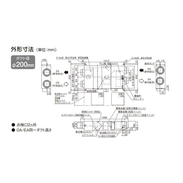 画像4: ダイキン　VAM65KMYCS　換気扇 全熱交換器ユニット ベンティエール 天井埋込ダクト形 加湿付単相100V CO2センサー付き [♪■] (4)