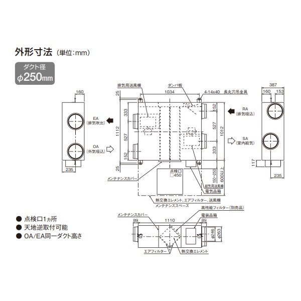 画像4: ダイキン　VAM80KYC　換気扇 全熱交換器ユニット ベンティエール 天井埋込ダクト形 標準 単相200V CO2センサー付き [♪■] (4)