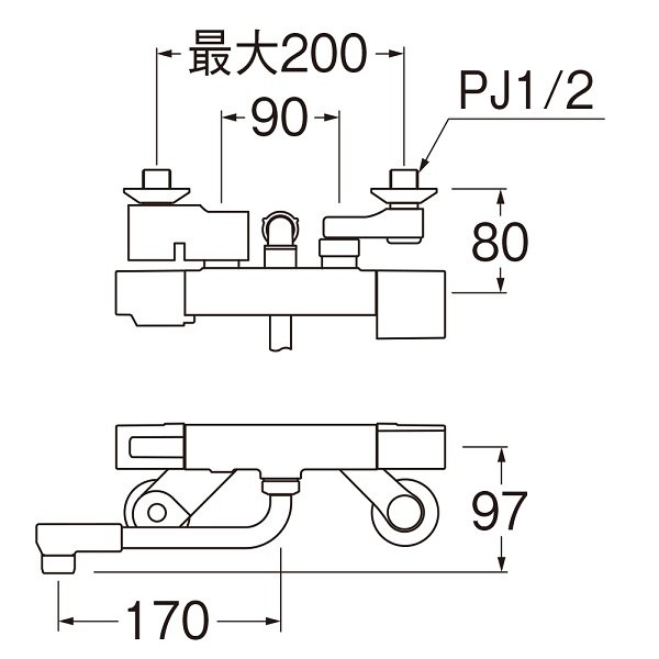 画像2: 水栓金具 三栄水栓　SK1811　サーモシャワー混合栓 壁付 (2)