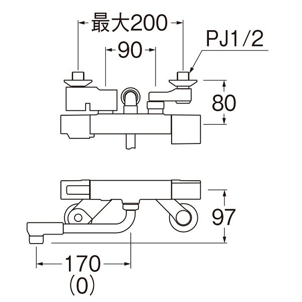 画像2: 水栓金具 三栄水栓　SK1811CTK　サーモシャワー混合栓 壁付 パイプ長さ170 寒冷地 (2)