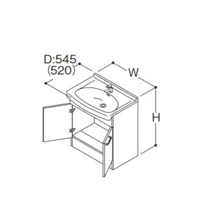 画像: TOTO 洗面化粧台 LDSAS060BAGYG1(カラー) Aシリーズ 2枚扉 アクアオート(自動水栓) 壁給水 間口600mm 洗面ボウル高さ800mm 受注生産品 ♪§