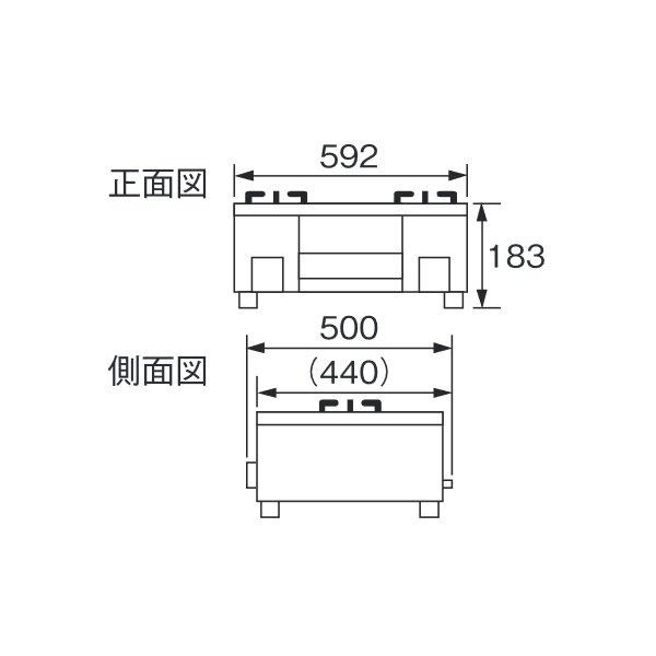 画像2: ノーリツ NLW2294ACDBAR 右高火力 ガスコンロ ２口 光沢ホーロートップ 無水両面焼グリル 標準サイズ59cmタイプ (2)