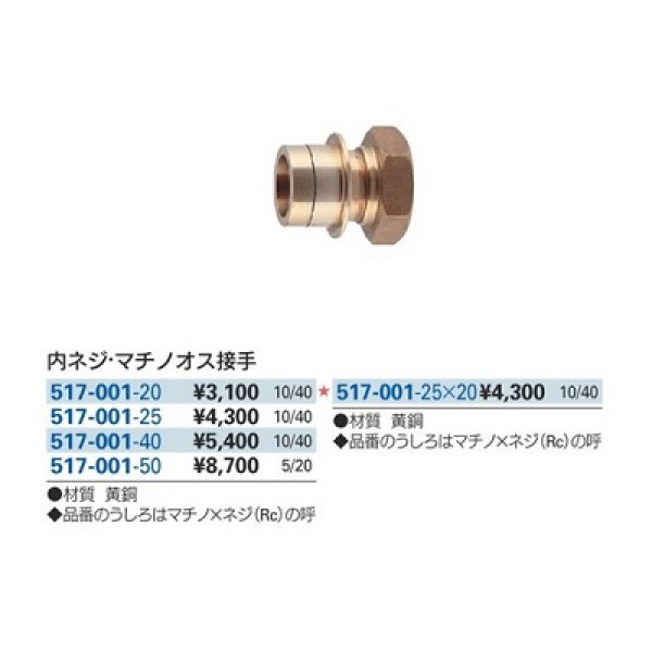 画像2: ガーデニング カクダイ 517-001-25×20 内ネジ・マチノオス接手 (2)