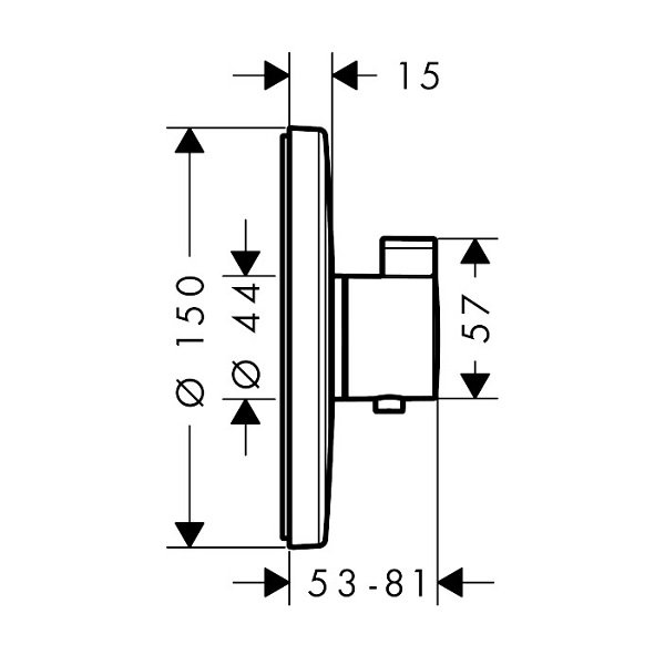 画像2: ハンスグローエ 15755000 エコスタットS?シャワーサーモスタット 埋込式 混合水栓(化粧部) クロム ♪ (2)