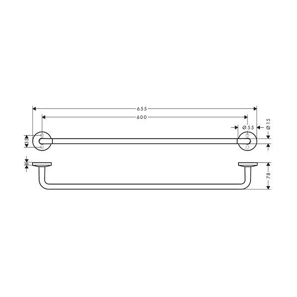 画像2: ハンスグローエ 42860670 アクサーユニバーサルサーキュラーアクセサリー タオルバー 600mm マットブラック 受注生産品 §♪ (2)