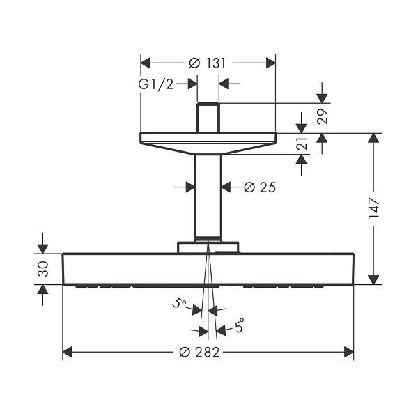 画像2: ハンスグローエ 48493670 アクサーワンオーバーヘッドシャワー 280 1ジェット (天付式) マットブラック 受注生産品 §♪ (2)