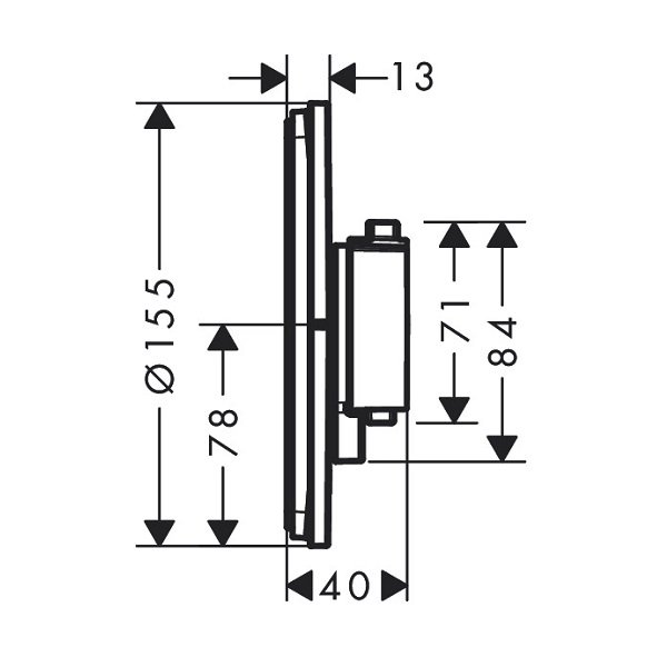 画像2: ハンスグローエ 15553670 ShowerSelect Comfort S シャワーサーモスタット 埋込式 混合水栓 1アウトレット φ155(化粧部) マットブラック ♪ (2)