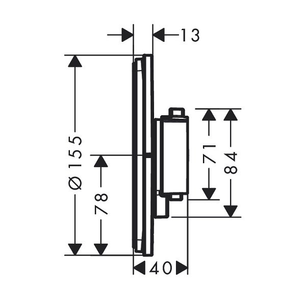 画像2: ハンスグローエ 15559000 ShowerSelect Comfort S シャワーサーモスタット 埋込式 φ155(化粧部) クロム ♪ (2)