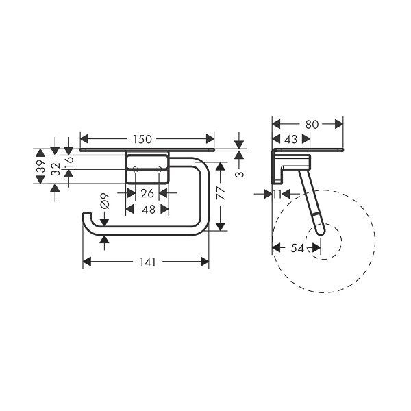 画像2: ハンスグローエ 41772140 AddStoris シェルフ付ロールホルダー ブラッシュドブロンズ 受注生産品 ♪§ (2)