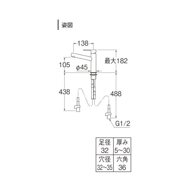 画像2: 三栄水栓 K4750ENJK-MDP 混合栓 シングルワンホール洗面混合栓 マットブラック (2)