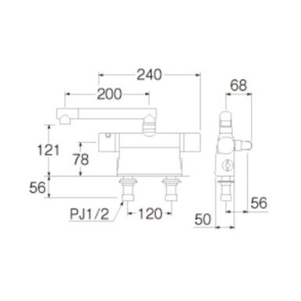 画像2: 水栓金具 三栄水栓　SK7851K-3-S9L20D　台付サーモスタット式 サーモデッキシャワー混合栓 バスルーム用 寒冷地用 (2)