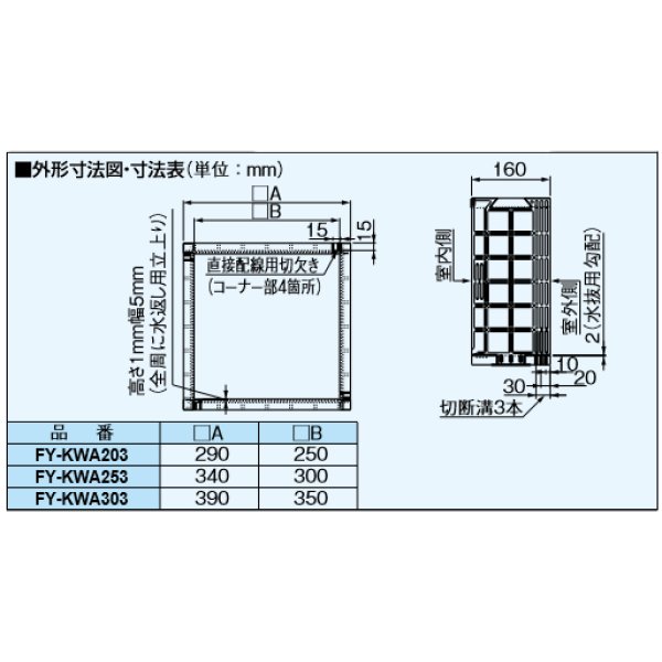 換気扇・レンジフード＞パナソニック＞パナソニック 換気扇部材 取付枠