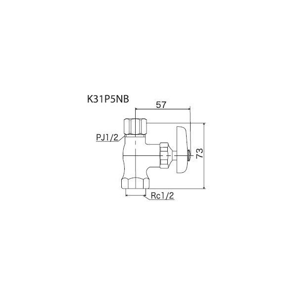 画像2: 止水栓 KVK　K31AP5NB　単水栓 ストレート形止水栓 (2)