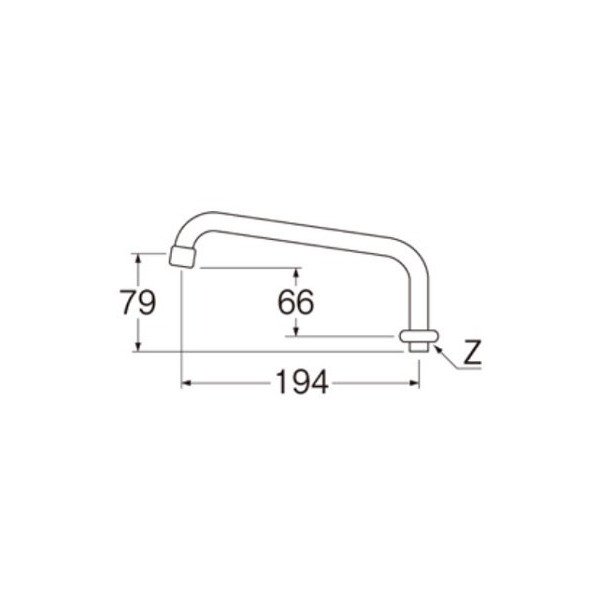 画像2: 水栓部材 三栄水栓　PA23J-60X-16　水栓部品 水栓パイプ：上向き 腰高上向パイプ (2)