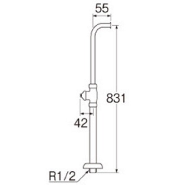 画像2: 水栓金具 三栄水栓　V213JD-13　止水栓 バルブ ストレート形止水栓 D式L管付ストレート形止水栓 (2)