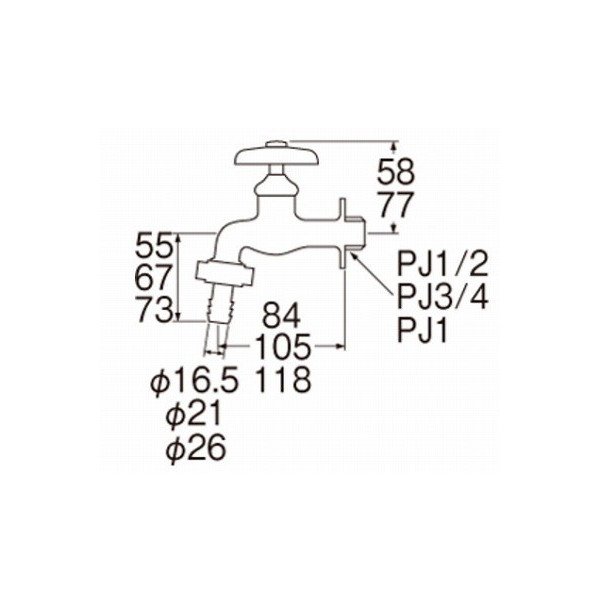 画像2: 水栓金具 三栄水栓　Y30JK-13　寒冷地 カップリング横水栓 (2)