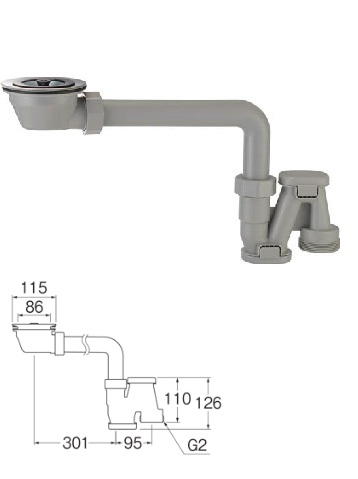 水栓金具 三栄水栓 H6563S 流し台薄型トラップ 流し排水栓 - まいどDIY