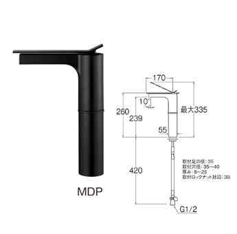 画像1: 水栓金具 三栄水栓　K4731NJV-2T-MDP-13　シングルワンホール洗面混合栓 (1)