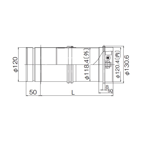 画像1: リンナイ 【FFS-12-200 23-2642】 φ120KPスライド管 L=200 業務用ガス給湯器 部材 (1)