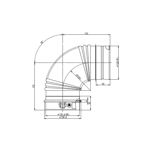 画像1: リンナイ 【FFL-1290NJ 23-2675】 φ120KP90°エルボ 業務用ガス給湯器 部材 (1)