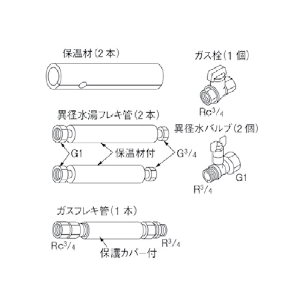 リンナイ 【UOP-E50BFS-P(A) 23-6032】 バルブフレキセットLP 業務用ガス給湯器 部材 - まいどDIY