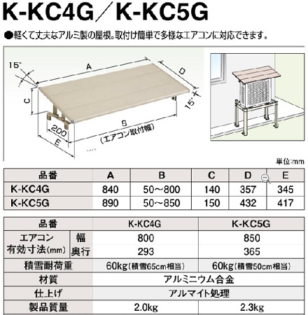 画像1: エコキュート部材 ダイキン　K-KC5G　防雪 日除け屋根 アルミ [▲] (1)