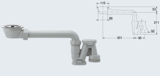 水栓金具 カクダイ 453-013 流し台薄型トラップ [□] - まいどDIY