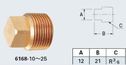 画像1: 水栓金具 カクダイ　6168-10　砲金プラグ [□] (1)