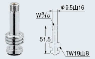 画像1: 水栓金具 カクダイ　792-811　左ネジスピンドル(耐熱用・固定コマ) [□] (1)