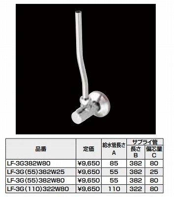 画像1: 水栓部品 INAX/LIXIL　LF-3G(110)322W80　洗面器・手洗器用セット金具 止水栓 壁給水タイプ サプライ管あり [★] (1)