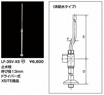 画像1: 水栓部品 INAX/LIXIL　LF-3SV-XS　洗面器・手洗器用セット金具 止水栓 床給水タイプ サプライ管なし [★] (1)