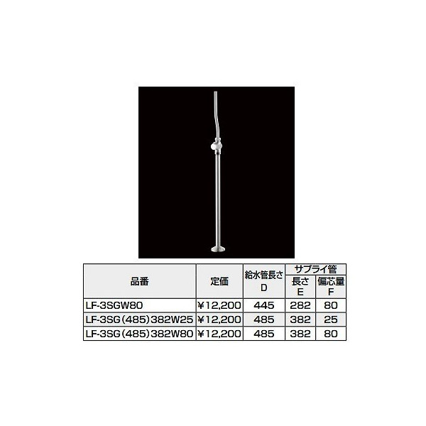 画像1: 水栓部品 INAX/LIXIL　LF-3SG(485)382W25　洗面器・手洗器用セット金具 止水栓 床給水タイプ サプライ管あり [★] (1)