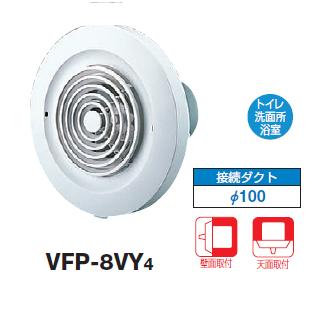 画像1: 日本キヤリア/旧東芝 VFP-8VY4 換気扇 パイプ用ファン トイレ 洗面所 浴室用 接続ダクトφ100mm 格子タイプ ♭ (1)